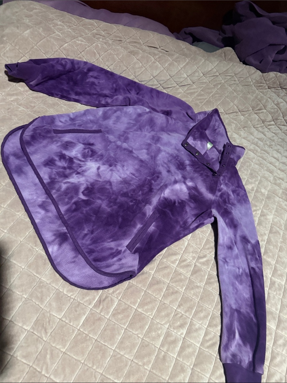 GreenTea Purple Tie-Dye Pullover Jacket